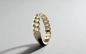 14K massiv Gold Kubanischer Kettenring Vorsteckbar Gold Kettenring Cuban Link Goldring - Bild 1 von 4