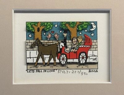 James Rizzi: original 3D "LET‘S FALL IN LOVE“, handsigniert, gerahmt, 2002 Mini - Bild 1 von 4