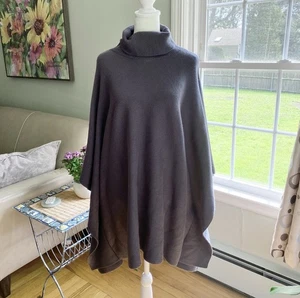 Mersea Womens Turtleneck Pullover Knit Poncho Sweater Gray One Size Quiet Luxury - Picture 1 of 6