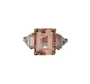 Anillo Boutique Chapado en Oro Rosa Morganita Simulada Talla 7 🎁 - Imagen 1 de 3