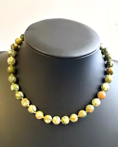 Rhyolith Naturstein Collier Perlendurchmesser 10 mm 925 Silber Schließe L 43 cm - Bild 1 von 4