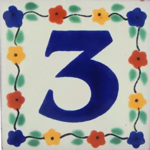 Mexikanische Keramikfliese Hausnummer Hausadresse Blumenfliese # 3 - Bild 1 von 2