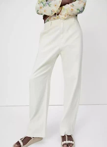 NWT Zara Women's The Barrel Fit Trousers Full Length Pants Off White Size L - Picture 1 of 5