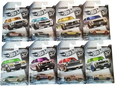 HOT WHEELS ZAMAC 50TH ANNIVERSARY FLAMES SET 8 MODELLINI SCALA 1/64 DIE-CAST - Immagine 1 di 4