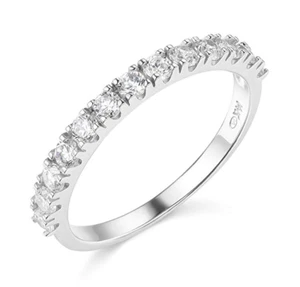 1.25 Ct Round Real 14k White Gold Wedding Anniversary Band Ring Created Diamond - Picture 1 of 3