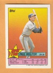 Paul Molitor Milwaukee Brewers 1989 Topps Sticker Backs #9 Minnesota Gophers 12J - Picture 1 of 2
