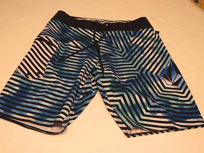 Men's Volcom Mod Tech A0841503 Navy stripes board shorts surf swim NWT 30 NEW - Image 1 of 2