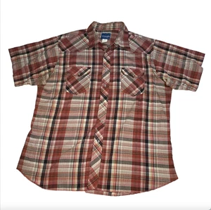 Camicia da uomo Wrangler a scatto perla rossa a quadri western americano cowboy taglia XL - Foto 1 di 6