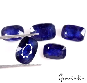 Zaffiro Blu Ceylon Naturale 11mm-12mm Taglio Cuscino Certificato Gemme Sciolte 32,20 Ct - Foto 1 di 8