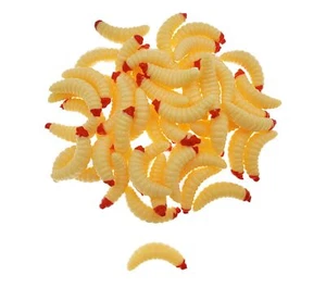 50pcs-1Inch Bass Fishing Worms Lures,Silicone Soft Maggot Baits Bread Worm Fi... - Picture 1 of 4