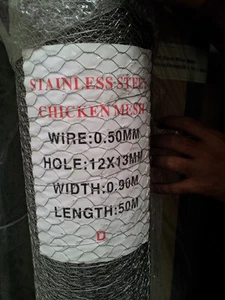 stainless Steel Crab mesh 1200mmX50mt (40 mm Hole) wire gauze 1 mm - Picture 1 of 5