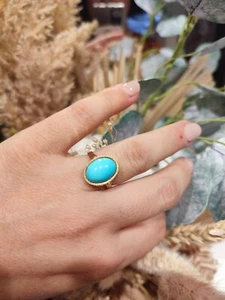 RING aus 18 kt Gelbgold und TÜRKIS natürlich Cabochon; 4,80 gr - Bild 1 von 11