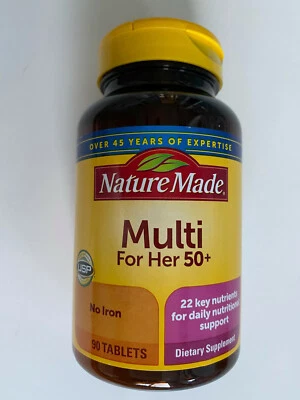 Nature Made Multi for Her 50+ No Iron ( 90 tablets ) 22 key Nutrients EXP06/2026 - Image 1 of 4