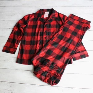 Wondershop Boy's Pajama Set Size 6 Black Red Buffalo Plaid Fleece - Picture 1 of 8