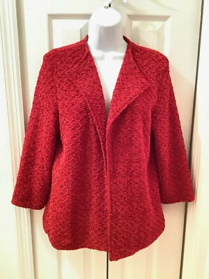 Alfred Dunner Red Sparkle Blazer Jacket Women’s Size 10 Lined Open Front Stretch - Image 1 of 4