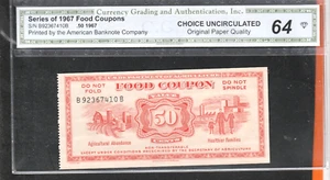 FOOD STAMP COUPON TWO C.G.A.  64 50C USDA SCRIP TOKEN - Picture 1 of 3