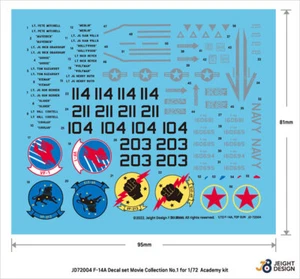 1/72 F-14 Tomcat Decal set No.1 for Academy F-14A kit [JEIGHT Design] - Picture 1 of 1