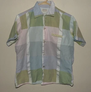 Vtg 70’s Golden Arrow Regency Col. Men’s Med SS Button Shirt Pastels Plaid USA - Picture 1 of 3