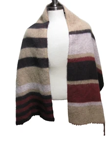 Long Wool Blend Shawl Wrap Earth Colors Soft Browns Pinks - Bild 1 von 11