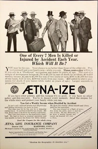 1916 Aetna Life Insurance Aetna-ize Killed or Injured Accident Antique Print Ad - Picture 1 of 6