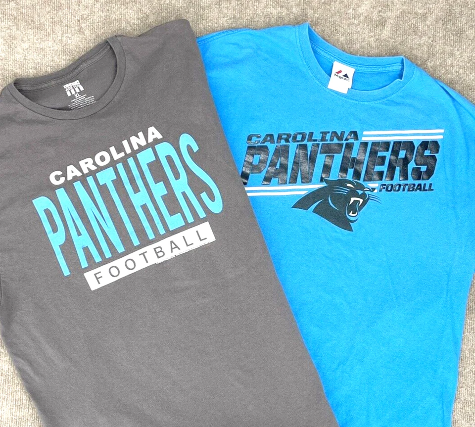 Y2K Lote De 2 Camisetas Carolina Panthers Para Hombres XL Majestuosas Camisetas De Fútbol Comida Chatarra Foto 1 de 4