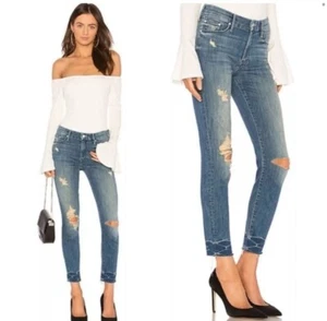��Jeans MOTHER Looker sfilacciato alla caviglia effetto invecchiato cattivi intenzioni elasticizzato 25 - Foto 1 di 14