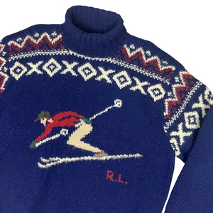Suéter De Colección Polo Ralph Lauren Para Hombres Grande Descenso Esquí Jersey Tejido a Mano Lana - Imagen 1 de 9
