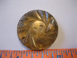 Vintage 1" Faceted Amber Transparent Glass Button - O4 - Picture 1 of 5