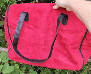 Elizabeth Arden Large Red Suede 17" X 13" X 7" Large Tote Bag, Shoulder Purse - Picture 1 of 8
