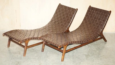 PAR DE ESPREGUIÇADEIRA ESTILO NOGUEIRA DINAMARQUESA ESTILO JOSE ZANINE CALDAS - Imagem 1 de 4