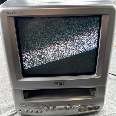 Vintage RCA Color CRT TV VCR Combo T09085 Silver 12V AC DC Remote AV Inputs 2002 - Image 1 of 4