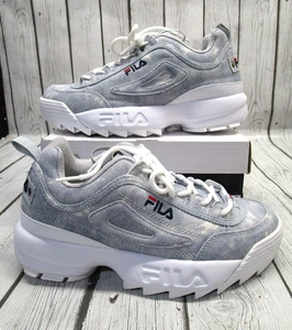 Fila Men's Disruptor Denim Tennis Shoes Size 8 Blue White NEW in Box NIB - Picture 1 of 6
