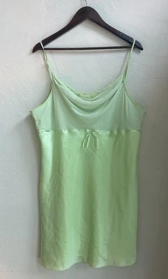 Mini Vestido Sin Mangas Vintage Y2K Años 90 XL Hada Grunge Verde Cuentas Babydoll Delicado Foto 1 de 4