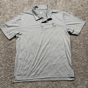 Champion Los Angeles Rams Polo Short Sleeve Men’s L Gray White Striped Stretch - Picture 1 of 7