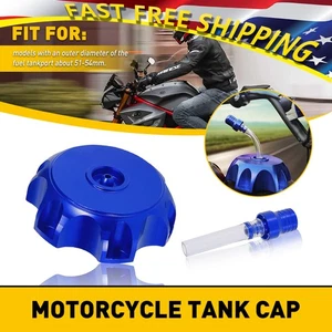 Blue Universal Motorcycle Tank Cap Air Hose Breather Valve Tube Kit Aluminum - Picture 1 of 6