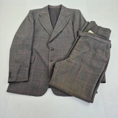 Traje GIEVES & HAWKES 42 Pantalones W34 L31 Gris Hombre Lana Cuadros Dos Piezas Clásico Foto 1 de 4