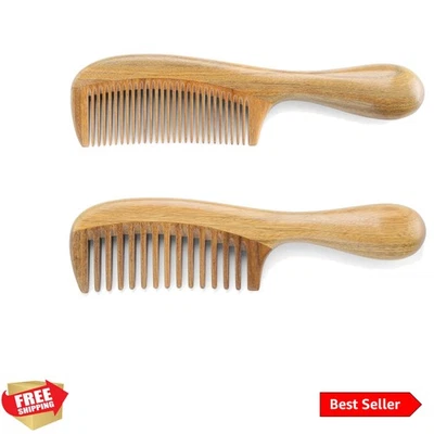 Handmade Sandalwood Hair Combs Set - Anti-Static Scented Wooden Wide Tooth an... - Image 1 of 4