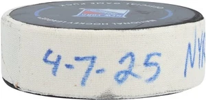 Mika Zibanejad New York Rangers GU Goal Puck from April 7, 2025 vs Lightning - Picture 1 of 3
