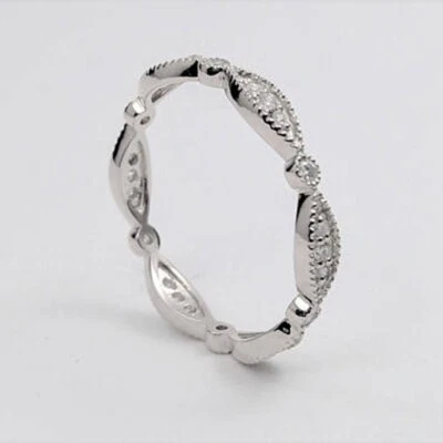 14K White Gold Round Cut Moissanite Eternity Band for Women 0.24 CT - Image 1 of 4