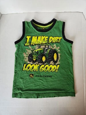 John Deere Shirt Boy's 5 Sleeveless Short Sleeve Green Make Dirt Look Good - Image 1 of 4