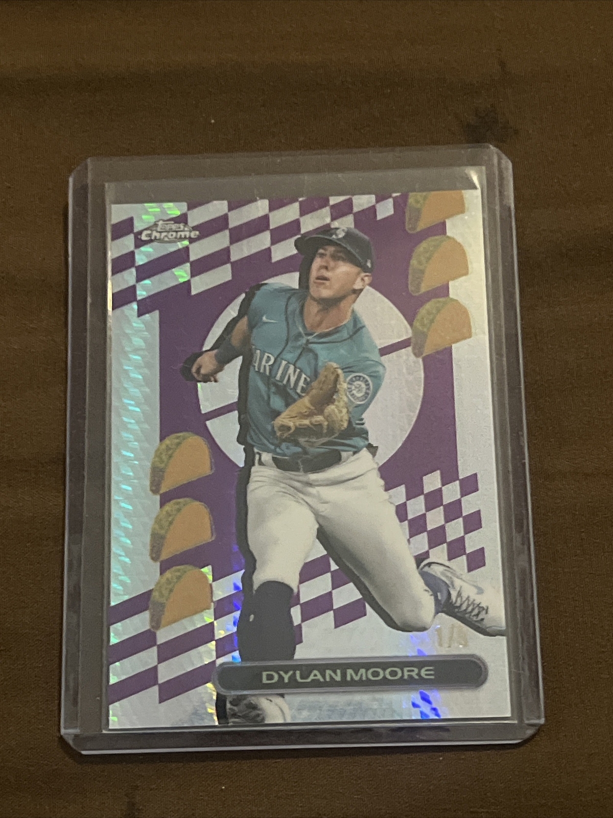 2023 Topps Chrome Dylan Moore TacoFractor SSP Refractor 1/5 Mariners Rare🌮🌮🌮