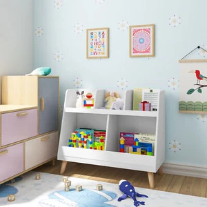 Kinderregal Bücherregal Standregal Spielzeugregal für Kinder 82x70x35 cm Weiß - Bild 1 von 9