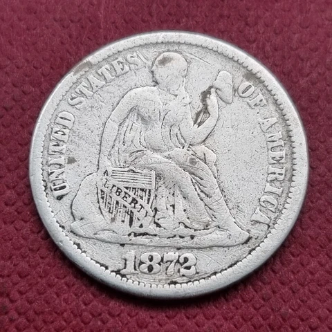 1872 Seated Liberty Dime 10c Better Grade cleaned #50963 Cover