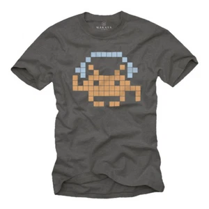 SPACE GAMER MEN SHIRT WITH INVADERS HEADPHONES - SHORT SLEEVE NERD MUSIC TEE - Picture 1 of 2