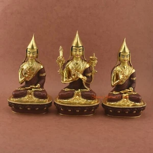 Fine Quality Hand Carved Guru Tsongkhapa Statues Set Copper Statues Patan, Nepal - Picture 1 of 4