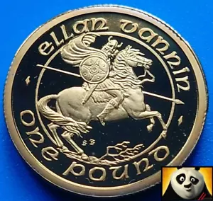 Scarce 1987 ISLE OF MAN IOM £1 One Pound Viking Horse Rider BB DM Proof Coin - Picture 1 of 8