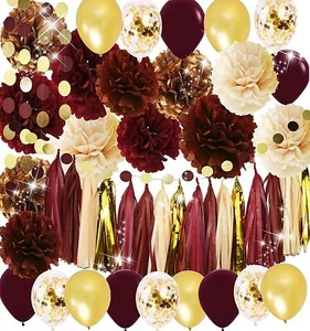 Graduation Decorations Maroon Gold 2024/Burgundy Gold Graduation Party Decora... - Picture 1 of 9