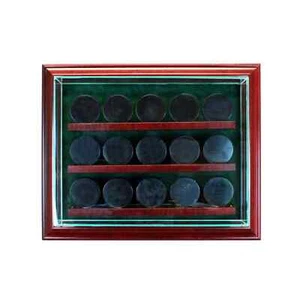 Wood Hockey Puck Cabinet Display Case with UV Protected Glass up to 15 Pucks - Picture 1 of 5