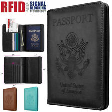 US Passport Holder Wallet Slim Leather Travel RFID Blocking ID Card Case Cover
