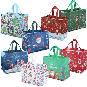 8 Pack Christmas Gift Tote Bags with Handles 12.8"x9.8"x6.7" Non-Woven - Picture 1 of 7